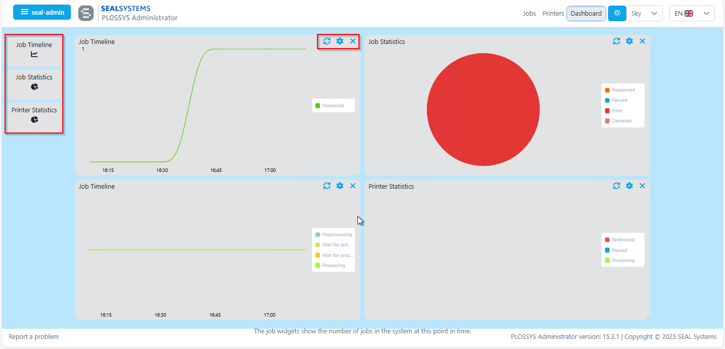Jobs Tab of PLOSSYS Adminstrator