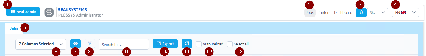 Header of PLOSSYS Adminstrator